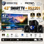 German Tech Combo: 43 Inch Smart TV (GT43BT109FHD)+ Home Theater / Soundbar / Multimedia Speaker Special Offer Latest Android 14 A+ Grade IPS Panel German Technology Bezel-less Frameless Design 24 W Monster Sound HD 1366x768 3 Years Warranty Home Theater - GT-43BT109HD - Nova Hub (10)