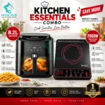 Hitech Combo Premium 8.2 L Transparent Glass Window Air Fryer - 8.2L Airfryer haf82t06w + HK04INF-3 Infrared - best combo in Nepal. Shop at Nova Hub.