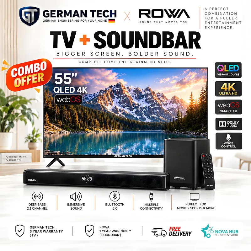 German Tech Combo 55 Inch WebOS QLED 4k TV + Home Theater - German Tech 55 Inch Smart TV GT55DWB109UHD - Nova Hub (2)