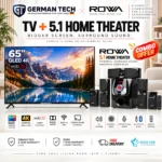 German Tech Combo 65 Inch Smart WebOS 4k QLED TV + Home Theater - German Tech 65 Inch Smart TV GT65DWB109UHD - best combo in Nepal. Shop at Nova Hub.